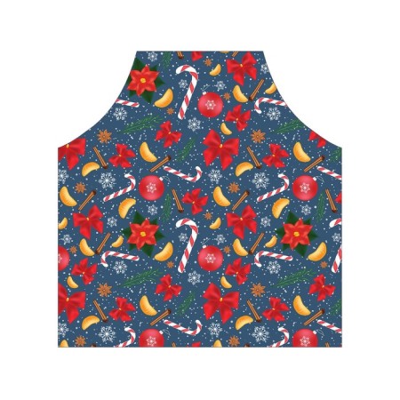 Apron kitchen with a “New Year's pattern with poinsettia”, adjustable, size OS-1