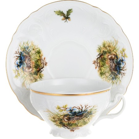 SUMCH "Hunting Stories", a cup of 205 ml with a saucer 155 mm low bernadotte, mix-5