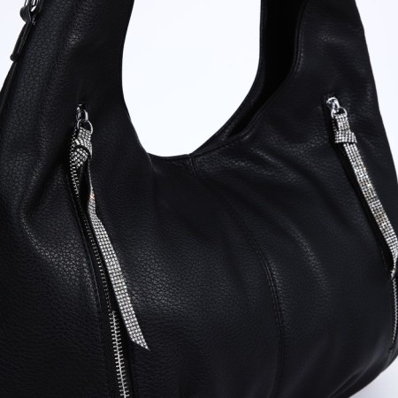 Lurch bag with a zipper, 3 outer pockets, black color-3