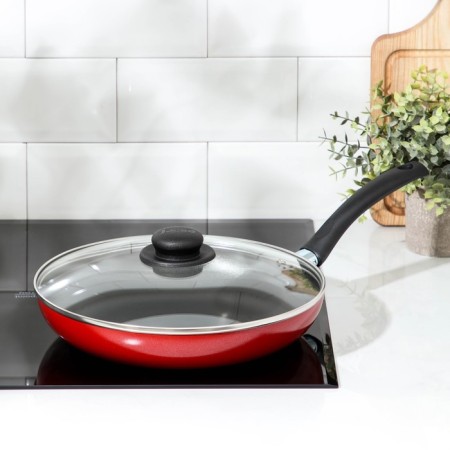 Pan Blaze, d = 28 cm, glass cover, anti -stick coating, red color-5