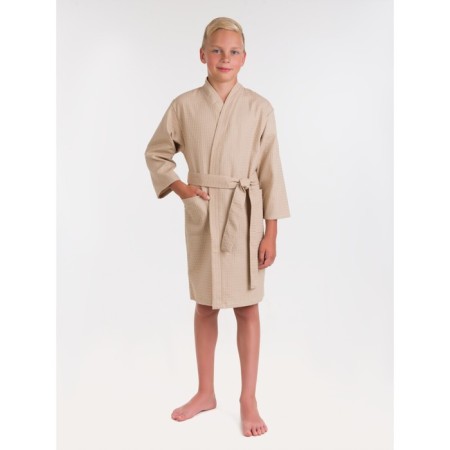 Waffel children's robe "Kimono", size 36, beige color-1