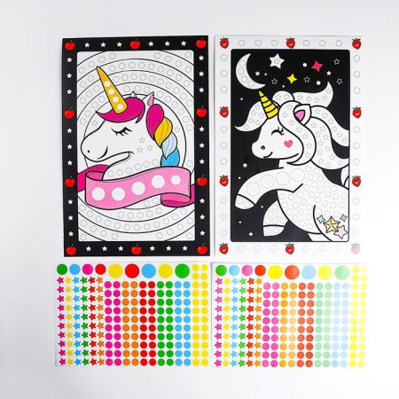 Application by stickers "Unicorn", 2 pictures - bases, 2 sheets of stickers-1