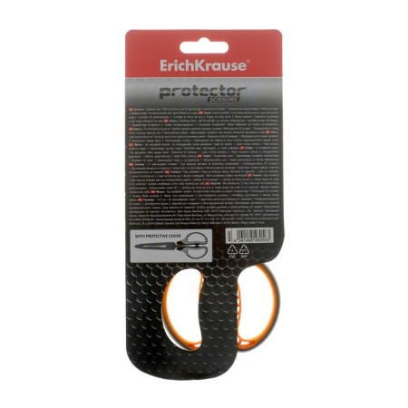 Scissors 16.5 cm, Erichkrause Protector, reinforced, with a cover, gray-orange-2
