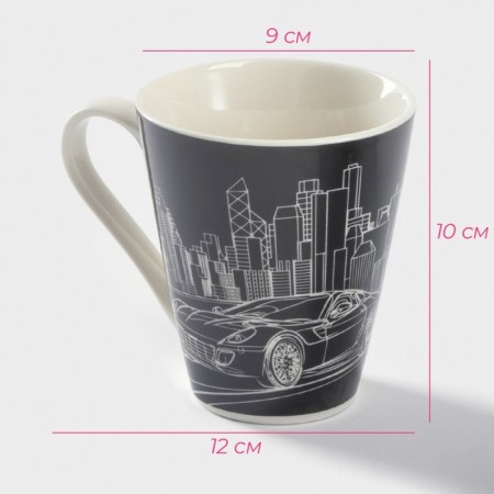 Porcelain share mug "Machine", 310 ml, black color-2