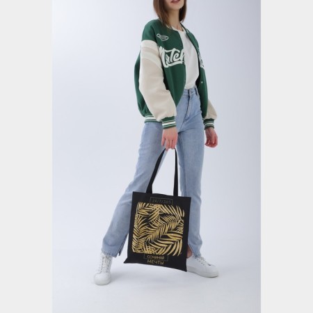 Bag-shop leaves without lightning, without lining, black color-6