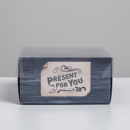 Gento-Port box with PVC lid, confectionery packaging "Present for You", 12 x 6 x 11.5 cm-1