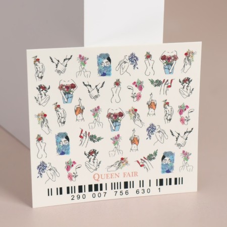 Slider - Tender Flowers nail design, multi -colored