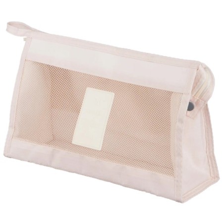 Cosmetic bag with a net, 27x8x16 cm, beige