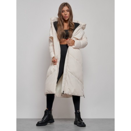 Coat insulated winter female, size 44, color light-beige-14