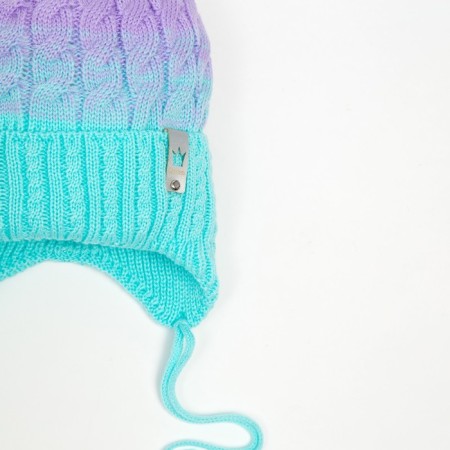 Hat for girls, lilac/mint color, size 44-47 cm-1