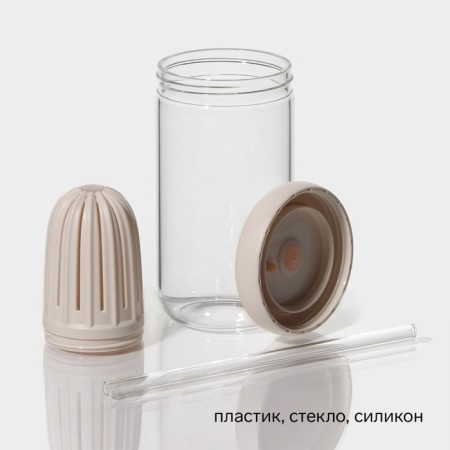 Glass glass with a lid and tube "Bjorn", 450 ml-1