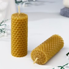 A set of candles from honey wax with the addition of lavender essential oil 8 cm, 2 pcs
