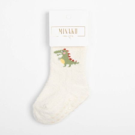 Nosk children's terry with stoppers Minaku, white color, size 10-12 cm-3