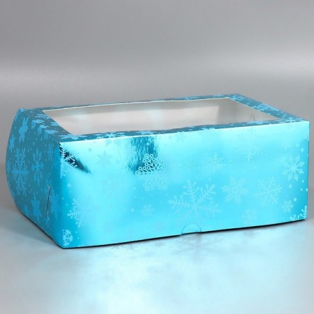 Folding box for 6 cupcakes with the Snowflake window, 25 x 17 x 10 cm, New Year-1