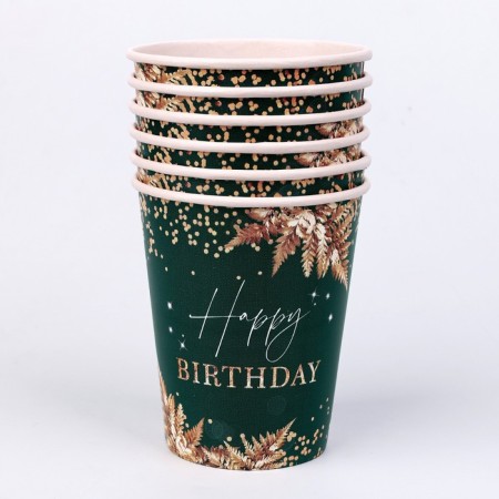 A one -time paper glass "Happy Birthday", a set of 6 pcs, 250 cm-1