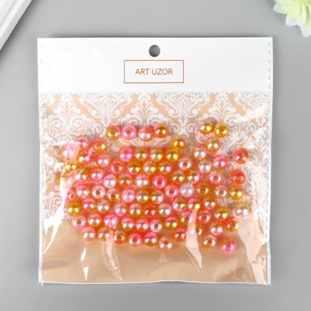 Beads for creativity plastic "gradient rose-yellow" set of 20 g, d = 0.8 cm, a mix of holes/without-2