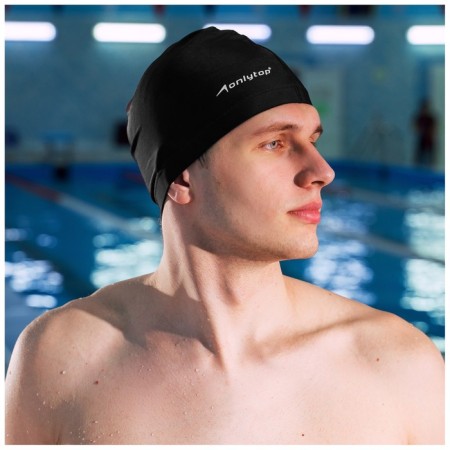 Шапочка для плавания взрослая ONLYTOP Swim, тканевая, обхват 54-60 см-3