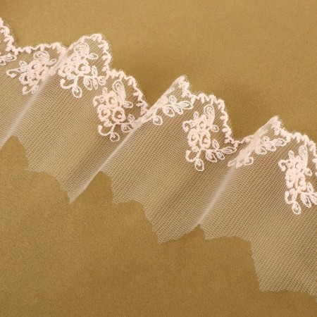 Lace on a grid, 65 mm × 9 ± 0.5 m, pink color-1