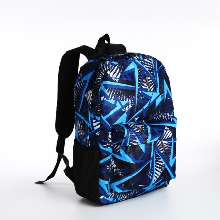 School backpack from textiles on lightning, 3 pockets, blue color-2