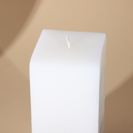 Interior candle white with concrete, bottom gold, 6 x 6 x 14 cm-2