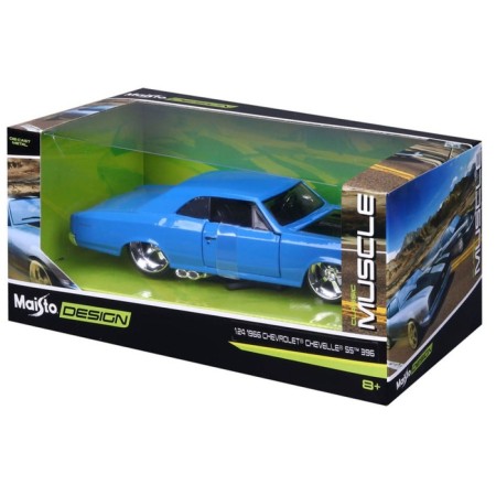 MASTO DIE-CAST 1966 Chevelle SS 396 machine, opening doors, 1:24, blue color-10