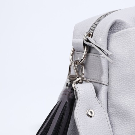 Richet Cross-Body bag, external pocket, 2 long belts, gray color.-3