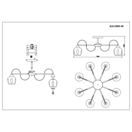 Ceiling EVOLUCE lamp. Sle110002-08. Acro. 8x60 watts, E27, 75x75x29 cm, bronze color-6