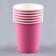 Set of paper dishes is disposable: 6 plates, 6 glasses, pink color