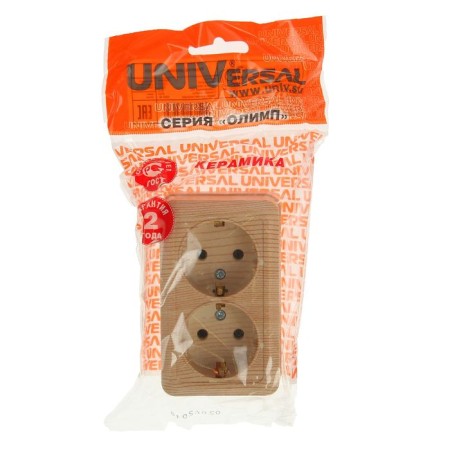 UNIVERSAL Olympus socket, 16 A, double, external, with salary, pine color-2