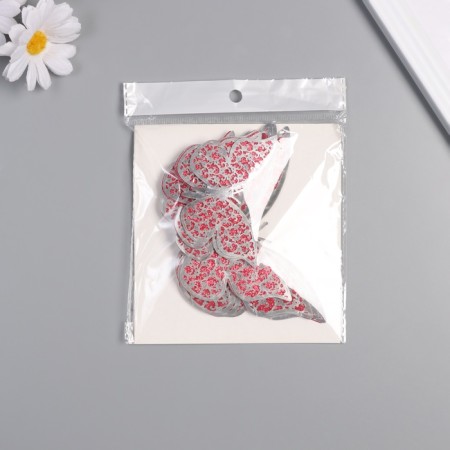 Stick paper, plastic "Flower red butterflies" sparkles set 12 pcs 12 cm, 10 cm 8 cm 1052425-2