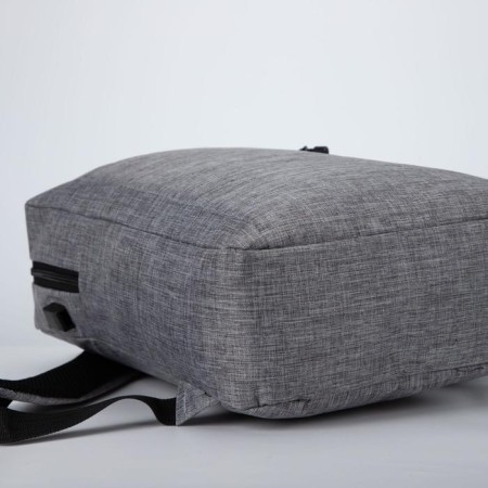 Youth backpack made of textiles, external pocket, gray color-3