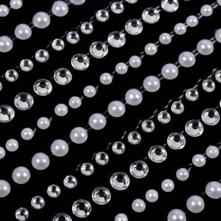 Pearl rhinestones for decor, on adhesive base, silver/white color-1
