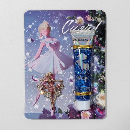 Set 2 objects: brooch, glitter "ballerina", colored, glitter - color mix-2