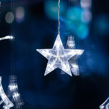 Garland “fringe” 2.4 × 0.9 m with nozzles “Christmas tree”, IP20, transparent thread, 138 LED, white glow, 8 modes, 220 V-5