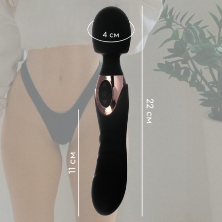 Vibrator bilateral oki-hips, 14 modes, 22 × 4 cm, Soft silicone, black-4