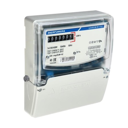 Energomer counter TsE 6803V 1, 5-60 A, three-phase, single-tariff