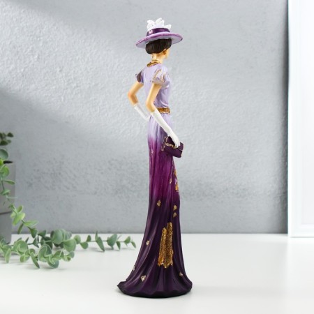 Polystone souvenir "Lady in a lilac-violet dress, in a hat, with a clutch" 9.5x9x32 cm-4