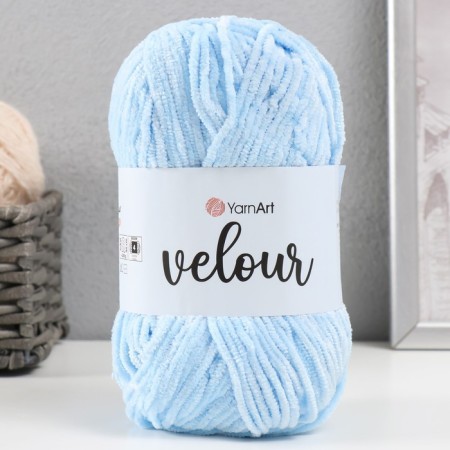 Yarn "Velour" 100% micropoliester 170m/100g (851 blue)-4