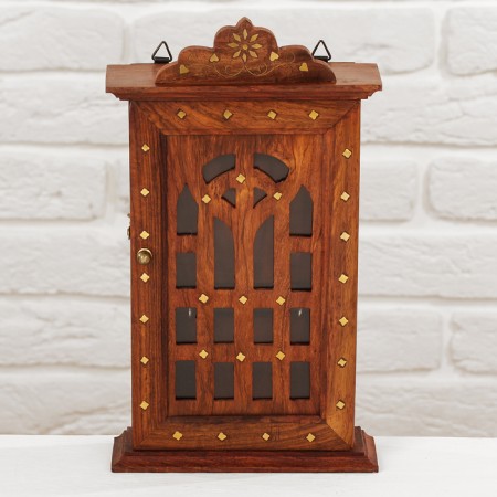Key "Glass Castle with hearts" wood 6x16x24 cm-3