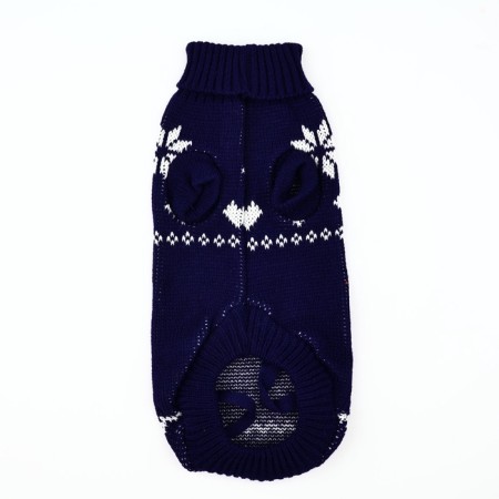 Clothing for dogs. Knitted sweater with "New Year" ornament, blue, size XL-7