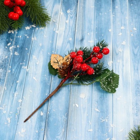 Decor "Winter Dreams" Berries bumps needles leaves, 22 cm-1