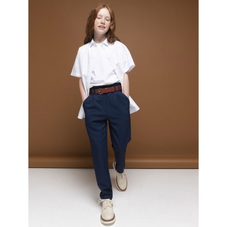 Pants for girls, height 140 cm, dark blue color-2