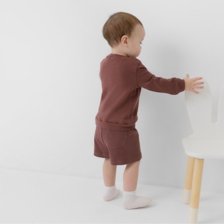Kidsa (sweatshirt, shorts) minku, brown color, height 86-92 cm-5