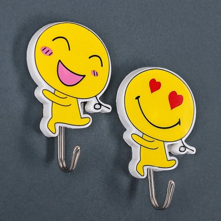 Hooks self -adhesive "running smiley", 2 pcs, drawing mix
