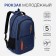 Male backpack on a zipper, 2 external pockets, blue color