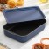 The baking sheet is rectangular, 19 × 25 cm, with a lid, anti -stick coating, blue color