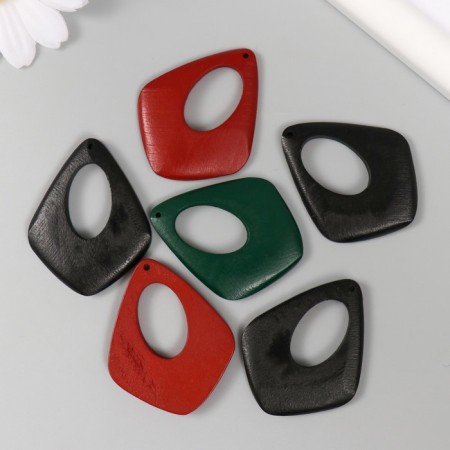 Decor for creativity wood "rhombus of irregular shape" dark colors mix 4.5x3.7x0.5 cm