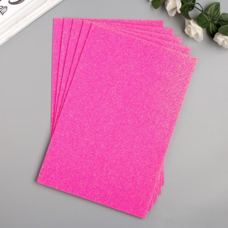 Foamiran "neon shine - bright pink" 2 mm format A4 (set of 5 sheets)-1