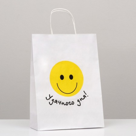 Gift package, Kraft "Successful Day", white, 24 x 10.5 x 30 cm