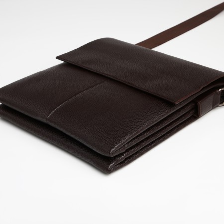 Men's bag over the shoulder, Textura, external pocket, brown color-4